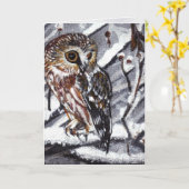 Wenskaart Snow Owl Kaart (Gele Bloem)
