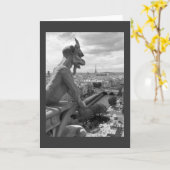 Wenskaart, spatie, met Gargouille, zwarte & wit Kaart (Gele Bloem)