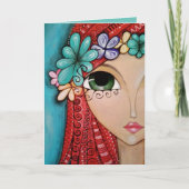 Wenskaart - Speelse meisje in pose Kaart (Voorkant)