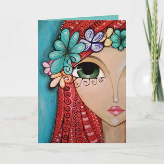 Wenskaart - Speelse meisje in pose Kaart (Voorkant)