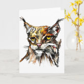 Wenskaart: Tekening van de Kat van Linx de Wilde Kaart (Gele Bloem)