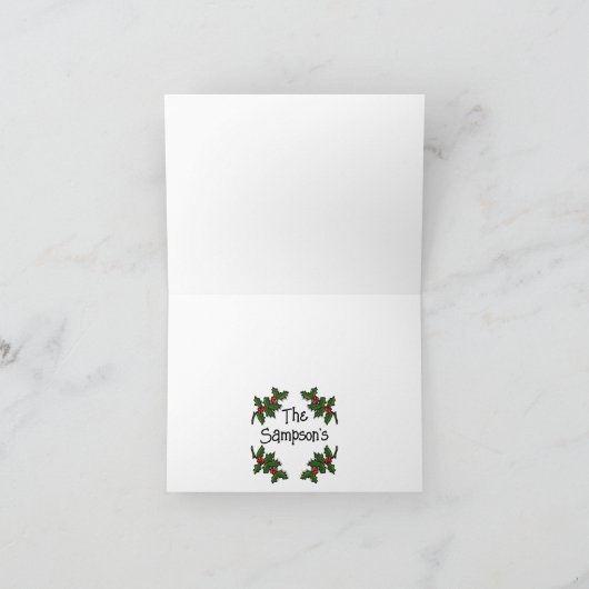 Wenskaart - Tekst omlijst in Holly Branches Kaart (Binnen)