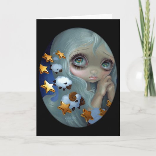 wenskaart "telende schapen" feestdagen kaart (Voorkant)