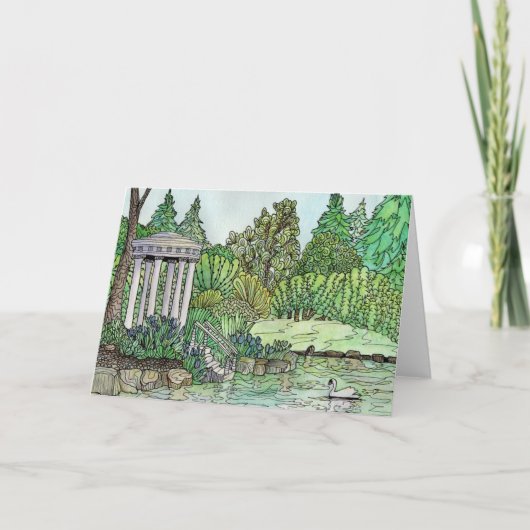 Wenskaart- Temple Swan Pond, Morris Arboretum Kaart (Voorkant)