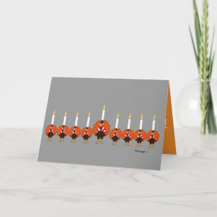 Wenskaart Thanksgivukkah van de Kalkoenen van Feestdagen Kaart