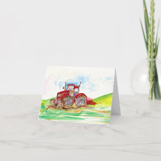 wenskaart "Tractor in the Field" Kaart