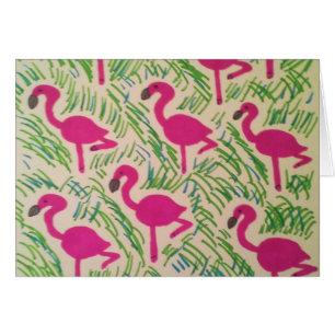 Wenskaart Tropisch patroonpatroon roze flamingos