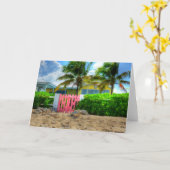 Wenskaart Tropisch roze gewas Kaart (Gele Bloem)