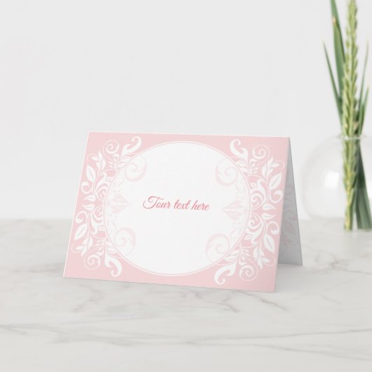 Wenskaart, trouwuitnodiging, roze, bloem- (Voorkant)