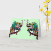 Wenskaart Twin Dragons Kaart (Gele Bloem)