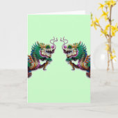 Wenskaart Twin Dragons Kaart (Gele Bloem)