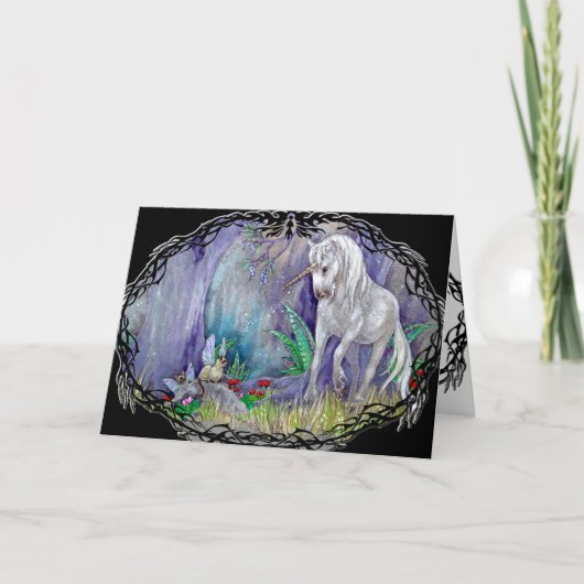 Wenskaart - Unicorn Fairy Cats Kaart (Voorkant)