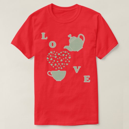 Wenskaart Valentinex27s Dag Teapot cup harten T-shirt (Design voorkant)