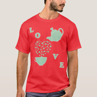 Wenskaart Valentinex27s Dag Teapot cup harten T-shirt