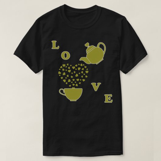 Wenskaart Valentinex27s Dag Teapot cup harten T-shirt (Design voorkant)