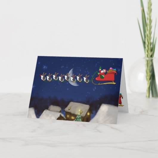 Wenskaart van acht het Uiterst kleine Pinguïnen Feestdagen Kaart (Voorkant)