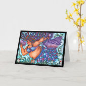 Wenskaart van Afrikaanse godin Fat Mermaid Kaart (Gele Bloem)