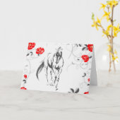 Wenskaart van barokpaarden (blanco) kaart (Gele Bloem)