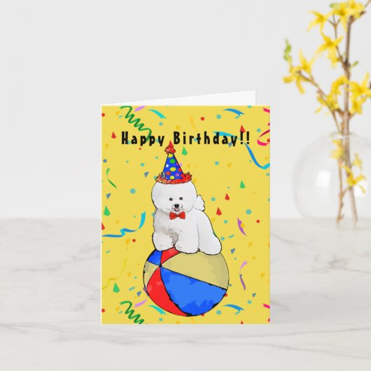 Wenskaart van Bichon Frise Kaart (Gele Bloem)