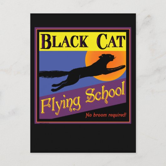 Wenskaart van Black Cat Flying School Halloween Briefkaart (Voorkant)