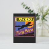 Wenskaart van Black Cat Flying School Halloween Briefkaart (Staand voorkant)