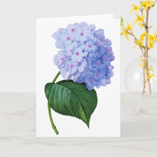 Wenskaart van blauwe hydrangea kaart (Gele Bloem)