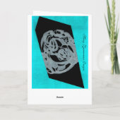 Wenskaart van blauwgroen oorsprong kaart (Achterkant)