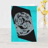 Wenskaart van blauwgroen oorsprong kaart (Gele Bloem)