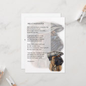 wenskaart van Boxer Dog in Pet Comforter Kaart (Voorkant / Achterkant in situ)