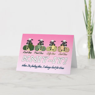 wenskaart van breiende schapen - als ik bl voel kaart