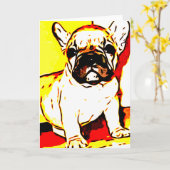 Wenskaart van bulghondpuppy kaart (Gele Bloem)