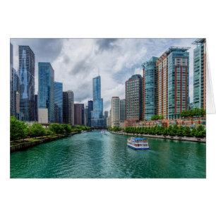 Wenskaart van Chicago River en Trump Tower