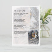 wenskaart van Collie Dog Comforter Poetry Kaart (Staand voorkant)