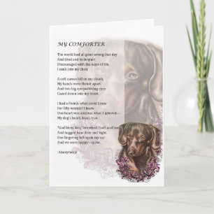 Wenskaart van Dachshund Dog Comforter Poetry Kaart