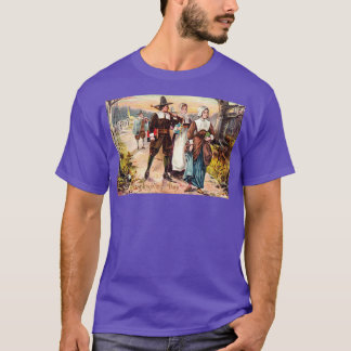 Wenskaart van  dag van de Thanksgiving Pilgrims Le T-shirt