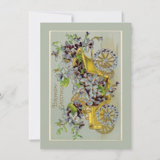  Wenskaart van de Birthday Car en Flowers Kaart (Voorkant)