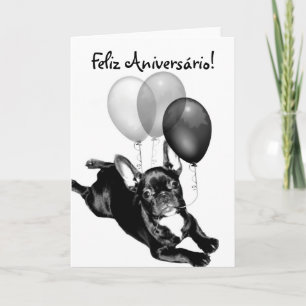 Wenskaart van de Buldog van Aniversário van Feliz Kaart