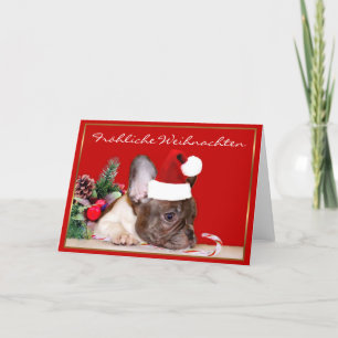 Wenskaart van de Buldog van Weihnachten van Feestdagen Kaart