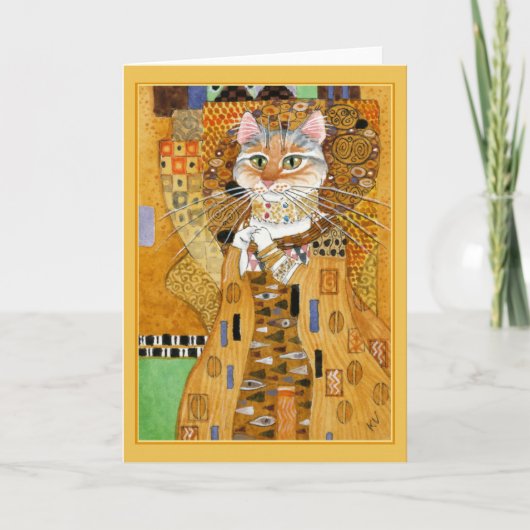 Wenskaart van de de kattenparodie van Gustav Klimt Kaart (Voorkant)