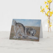 wenskaart van de de realistkunst van het wolfs het kaart (Gele Bloem)