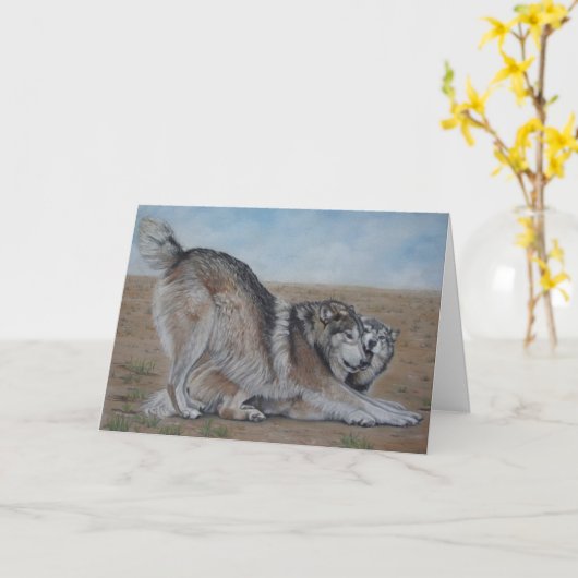 wenskaart van de de realistkunst van het wolfs het kaart (Gele Bloem)