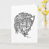 Wenskaart van de de stijlkunst van de zij-wolf het kaart (Gele Bloem)