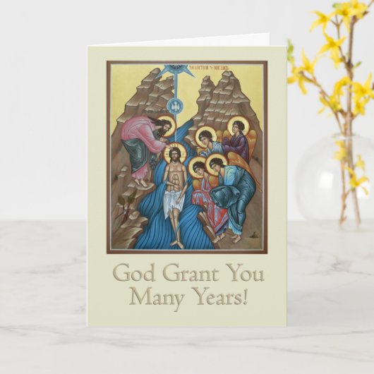 Wenskaart van de doop kaart (Gele Bloem)