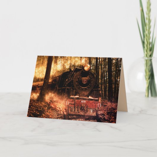 wenskaart van de fictie-bostrein feestdagen kaart (Voorkant)