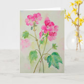 Wenskaart van de Geranium van de waterverf het Kaart (Gele Bloem)