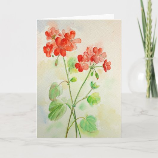 Wenskaart van de Geranium van de waterverf het Kaart (Voorkant)