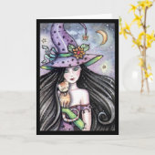 Wenskaart van de Gestreepte kat van de Heks van Kaart (Gele Bloem)