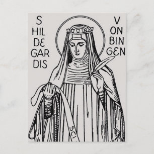 Wenskaart van de Heilige Hildegard van Bingen Midd Briefkaart
