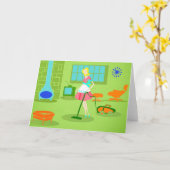 Wenskaart van de Huisvrouw van het midden van de Kaart (Gele Bloem)