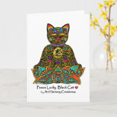 Wenskaart van de Kat van de vrede het Gelukkige Kaart (Gele Bloem)